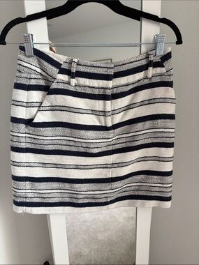 LOFT Navy and Ivory Striped Mini Skirt